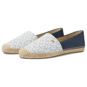 Michael Kors Kendrick Slip-On White / Navy Signature Logo Espadrille 10 M NEW
